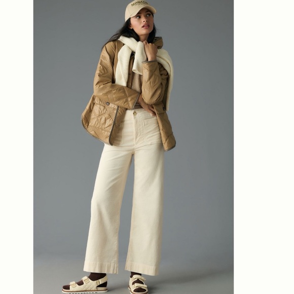 NWT Anthropologie Maeve The Colette Cropped Wide-Leg Corduroy Pants - Picture 2 of 16